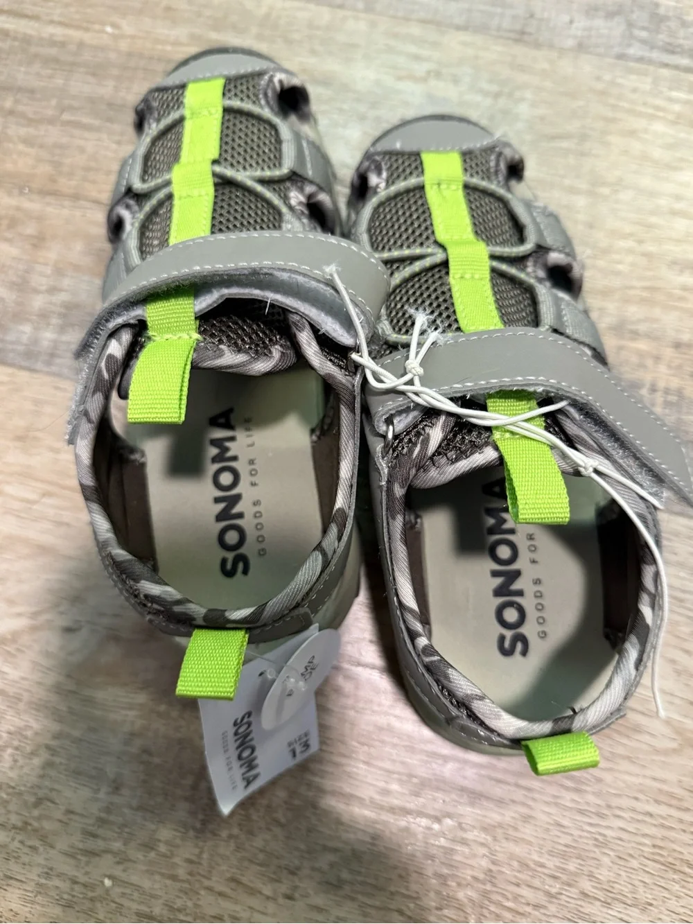Kids Gray and Lime Sonoma Active Sandals Size 13K
